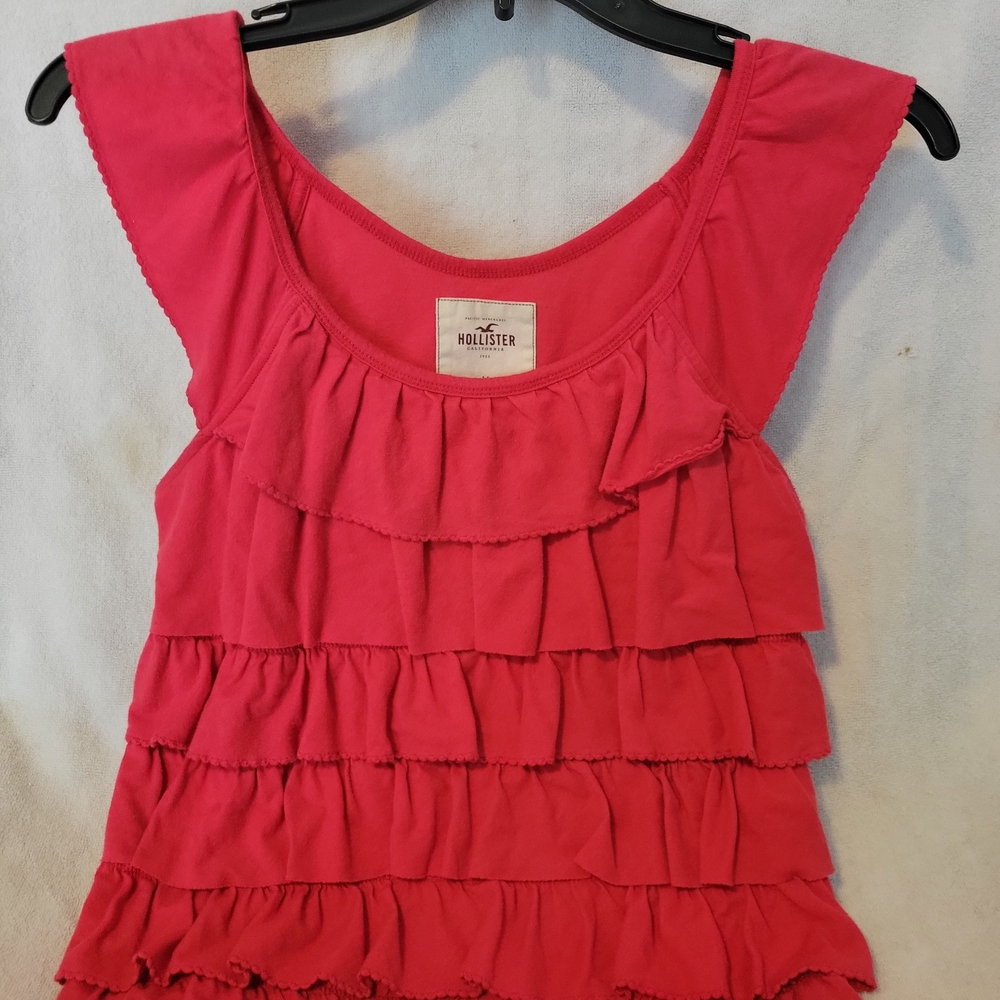 Hollister Pink Ruffled Cap Sleeve Blouse